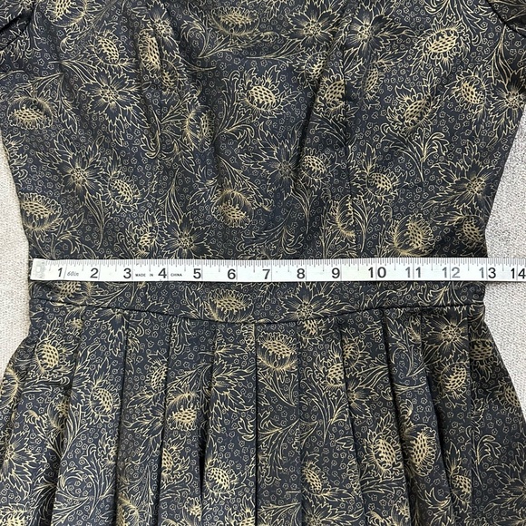LAURA ASHLEY Vintage Black and Gold Floral Dress Size 8 - Picture 10 of 14